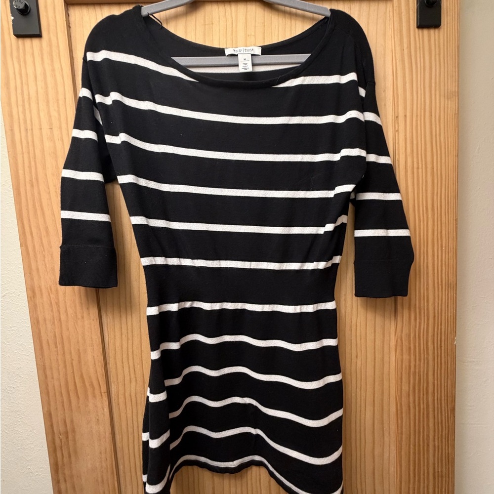 White House Black Market Black and White Striped Top